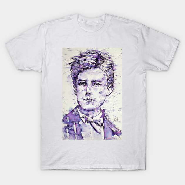 ARTHUR RIMBAUD watercolor and ink portrait T-Shirt by lautir